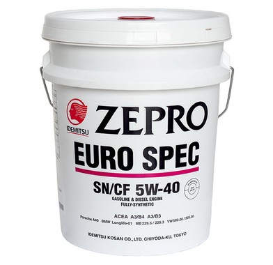 Масло моторное  5W-40  ZEPRO EURO SPEC API SN/CF  (20л)  ACEA A3/B4 MB 229.5 VW 502.00/505.00 BMW LL-01 PORSCHE A40 - 824