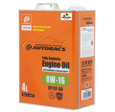 Масло моторное  0W-16  AUTOBACS ENGINE OIL API SP SYNTHETIC  (4л х 6) - 2720