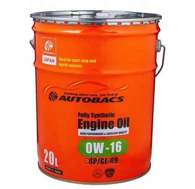 Масло моторное  0W-16  AUTOBACS ENGINE OIL API SP SYNTHETIC (20л) - 2738