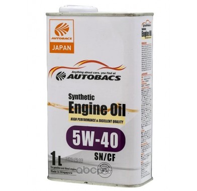 Масло моторное  5W-40  AUTOBACS ENGINE OIL SYNTHETIC API SN/CF (1л х 12) - 2816